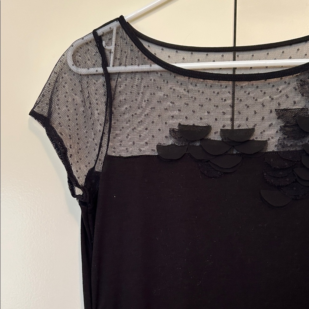 White House Black Market Black Sheer Blouse size small - Picture 3 of 6